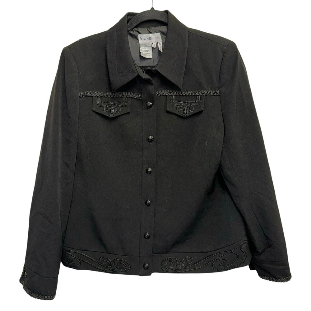 Lana Lee Black Button Down Black Embroidered Western Style Jacket Blazer
